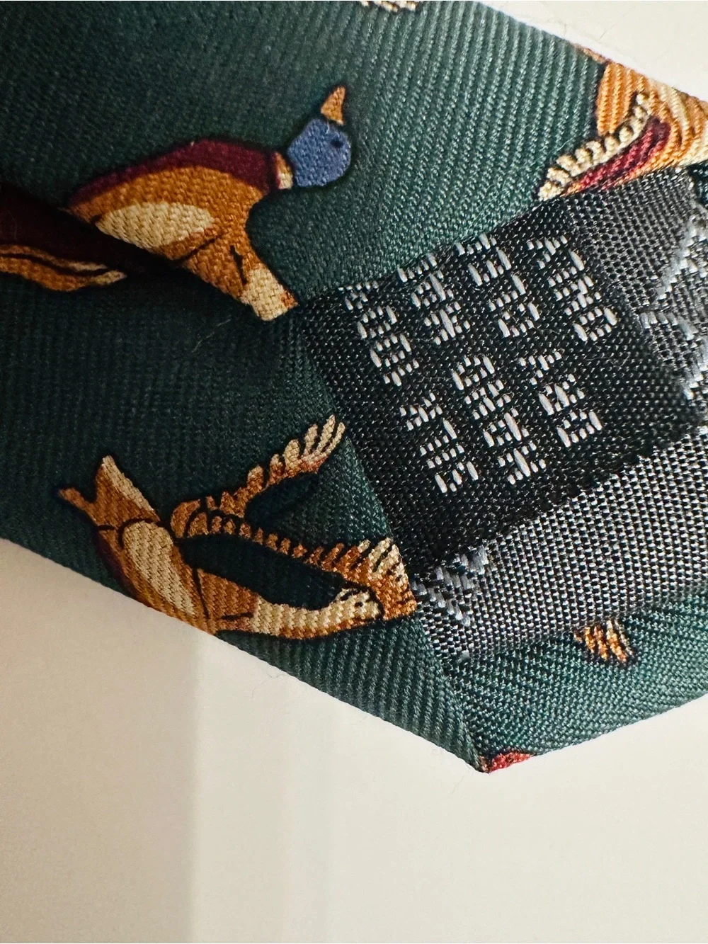 Fox&Chave 100%Silk Mallard Duck Hunting Tie Green Made in England